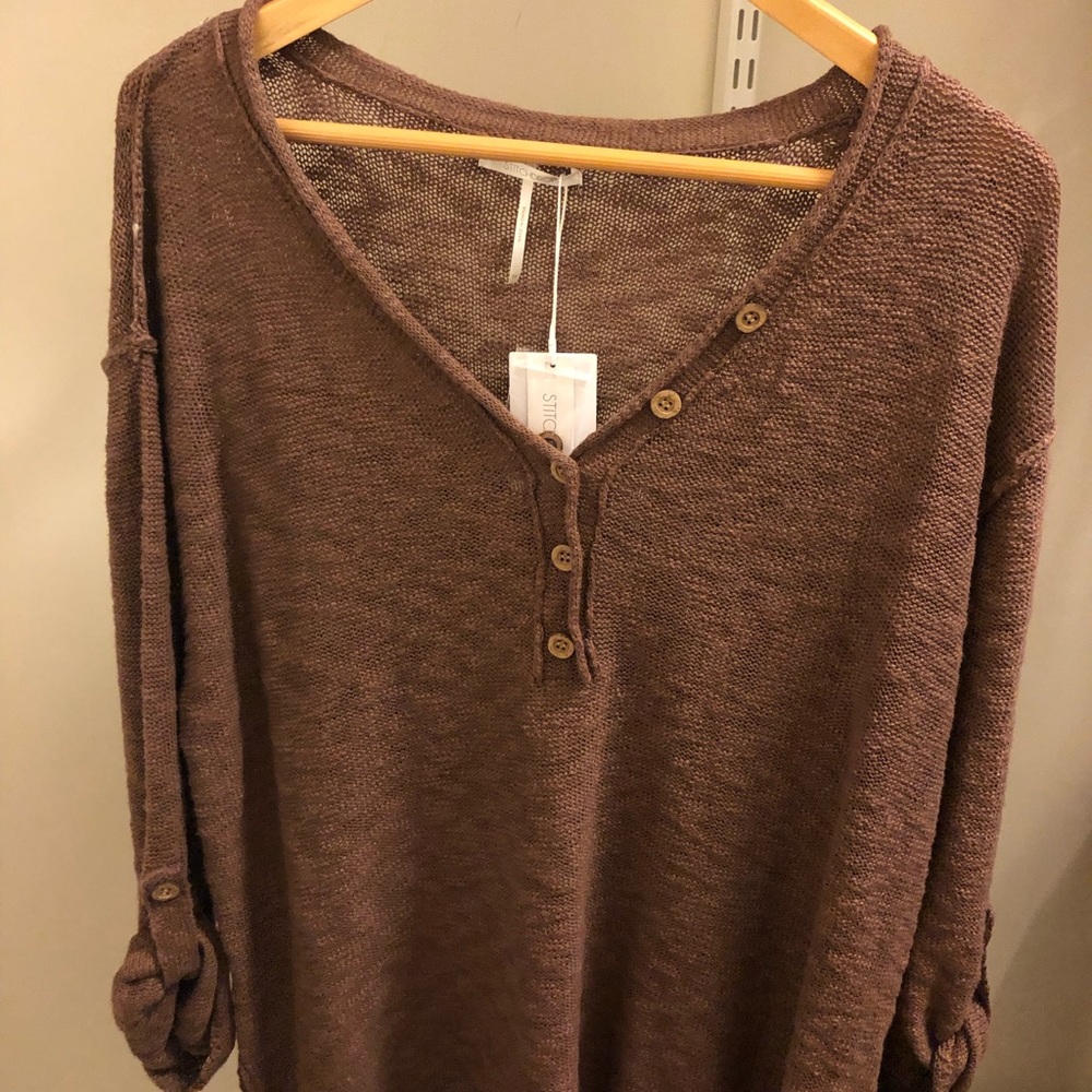 STITCHDROP Slub V Neck Henley